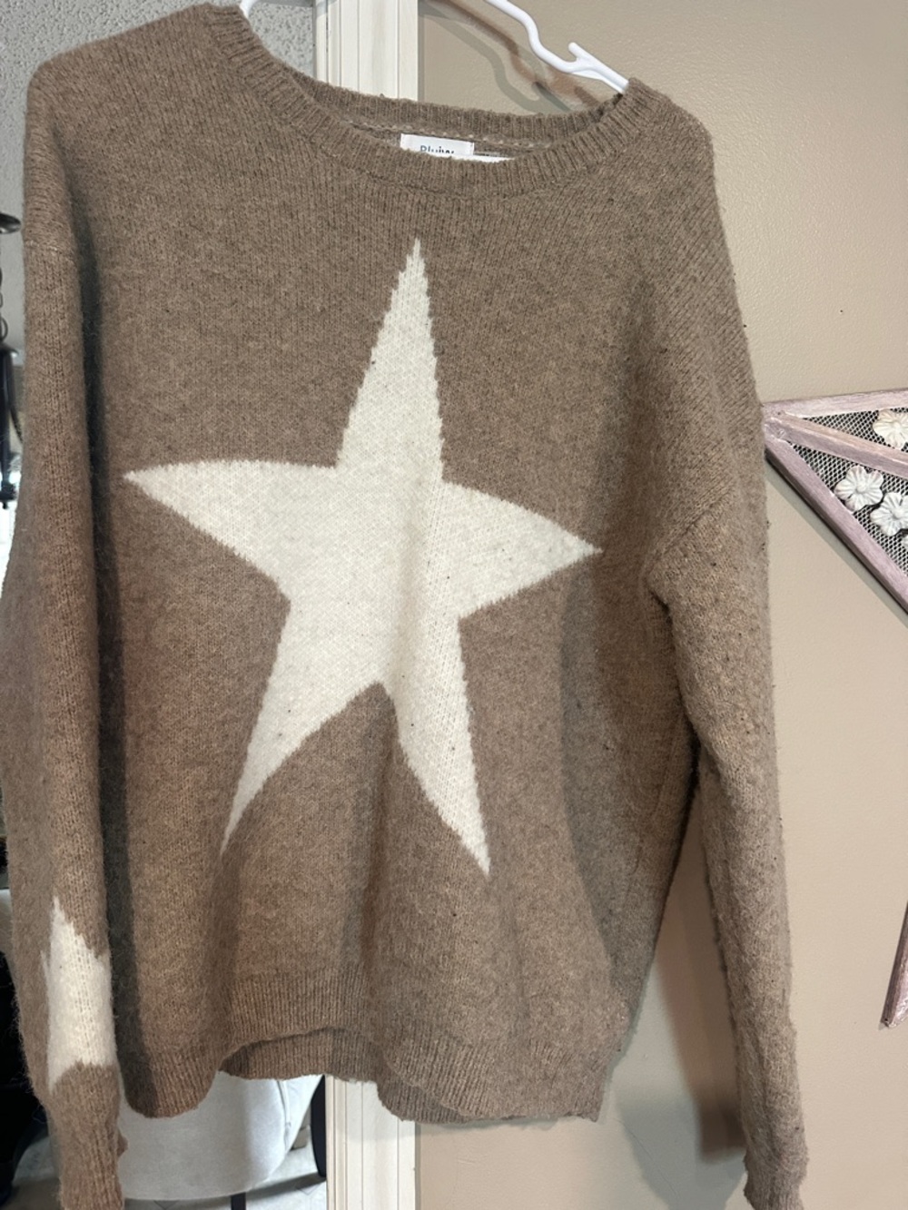 Bluivy Taupe Sweater with White Star Accent